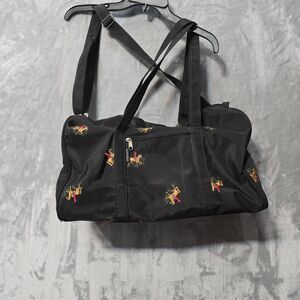 Alfagear Duffle Bag Black Horse Embroidered Shoulder Strap* Handles Full Zip